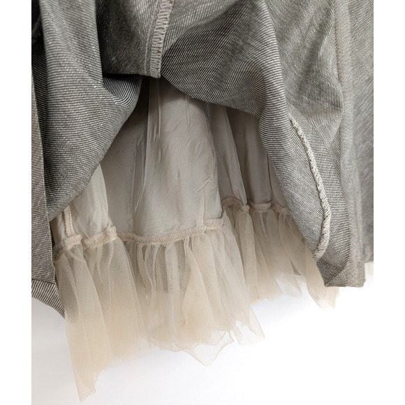 VTG Y2K Limited Gray Pleated Flared Mesh Ruffle Lined Silk Trim Skirt Size 10 - Picture 5 of 11